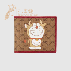 正品2021新款gucci/古驰男士哆啦a梦牛新年特别款短款钱包 654498