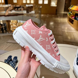 louis vuitton/路易威登女鞋粉色牛仔布lv squad系带运动鞋1a9s0m
