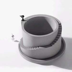 清水混凝土圆形花盆硅胶模个性北欧风多肉水泥盆 微景观植物模具