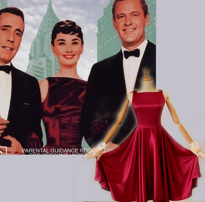  龙凤配>奥黛丽赫本同款小黑裙黑色礼服一字领露背收腰伞裙酒