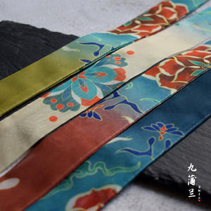 九蒲兰唐风汉服配饰古风飘带丝带雪纺敦煌印花超仙头绳古代束发带