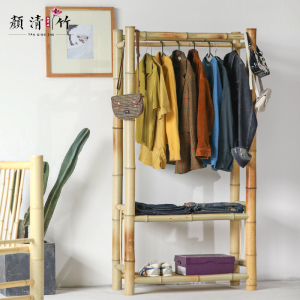 竹子衣帽架落地家用卧室客厅挂衣架新中式禅意置物架多层收纳架子