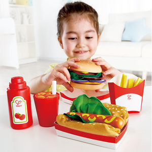 Hape速食套装仿真汉堡食物薯条水果蔬菜品幼儿园美食快餐益智玩具