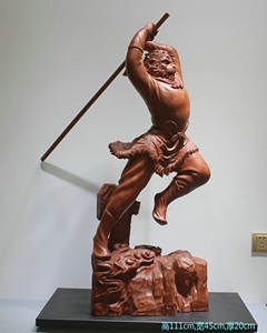 大汉九鼎花梨木雕刻齐天大圣孙悟空摆件孙行者全手工实木雕刻原创