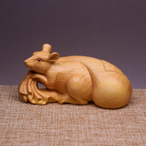 小叶黄杨木鼠代代数钱实木生肖动物木雕摆件文玩手把件茶宠工艺品