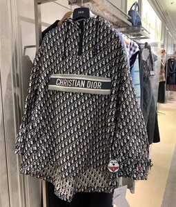 dior/迪奥 21秋冬新款 满logo字母印花 连帽风衣 冲锋衣男 外套女