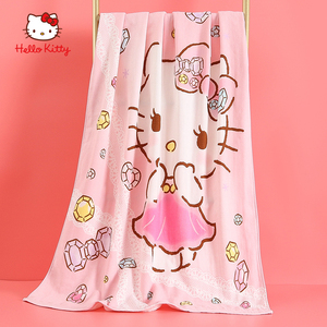 hello kitty浴巾家用纯棉吸水毛巾女浴巾不掉毛成人儿童卡通浴巾