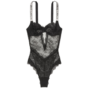 美国代购 维多利亚的秘密  wicked超薄上托聚拢 镶钻紧身连体内衣