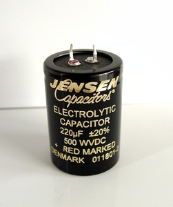 丹麦原装jensen战神 220uf/500v 尖脚电解电容 355元/只
