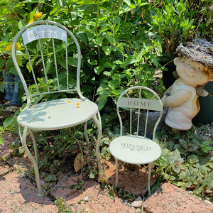 日系铁艺椅子花架花园做旧靠背椅花托架园艺装饰摆件落地式置物架
