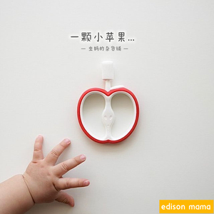 现货日本Edisonmama kjc爱迪生宝宝乳牙齿牙刷手握硅胶牙胶苹果