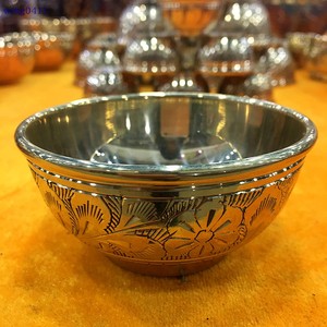 印度黄铜碗小碗吃饭喝茶碗工艺品礼品碗雕刻花碗纯铜碗家用餐具碗