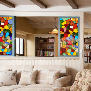 定做教堂彩色艺术玻璃马赛克拼图玄关隔断过道背景墙壁画人物字母