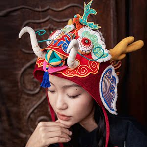王的手创 龙头帽高端手工刺绣diy材料包成品龙年新春中国风非遗