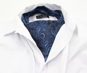 男士领巾衬衫领巾男士英伦复古双面刺绣西装领口巾围巾蓝色花纹潮