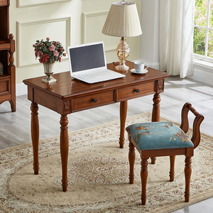 美式实木书桌椅组合卧室小户型写字台欧式书房家具家用电脑桌子