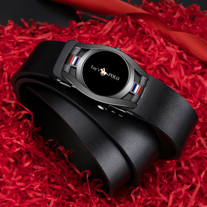 路易斯保罗男士皮带骑士polo2022年新款潮流百搭无牙自动扣腰带