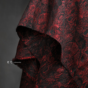 暗红铁链提花肌理布 立体再造创意复古外套裙DIY包服装设计师面料