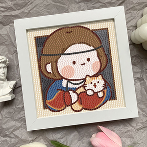 钻石画diy手工制作钻石贴画儿童卡通粘钻带框q版蒙娜丽莎女孩礼物