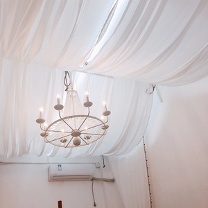 天花板波浪防尘顶美容院咖啡厅装饰民宿客栈阳光棚顶遮阳遮光纱幔