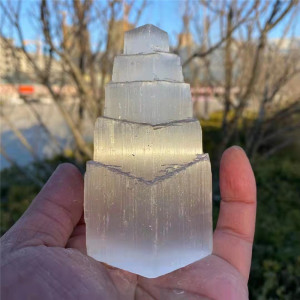 天然摩洛哥透石膏原石方形塔摆件白色石膏水晶矿石水晶灯装饰摆设