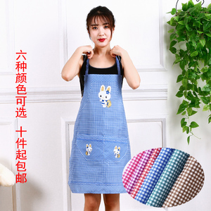 厨房围裙韩版时尚可爱卡通小兔子围裙防水工作广告围裙定制印字