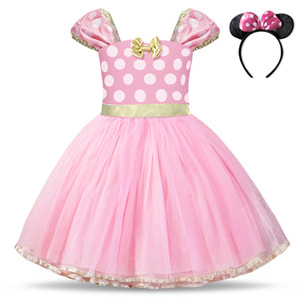 欧美新款女童公主裙 cosplay芭比娃娃连衣裙女孩粉色礼服裙