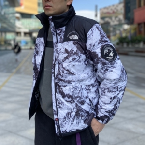 北面拼色羽绒服