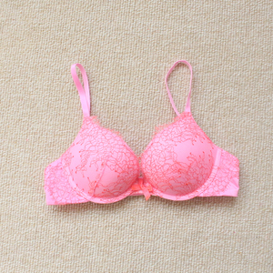 欧美维家上薄下厚u型聚拢女士文胸 粉色舒适无痕蕾丝内衣 70a 75a