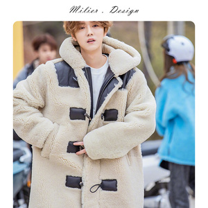 鹿晗五哈哈哈哈哈同款羊羔毛风衣外套大上衣冬季男女抖音衣服潮