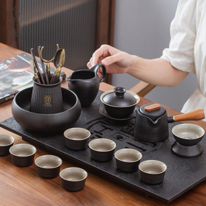 功夫茶具套装家用日式喝茶整套乌金石茶盘防烫办公室客厅轻奢高档