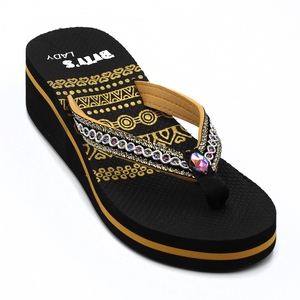 新款进口越南平仙鞋夏季女人字拖中跟休闲沙滩拖夹脚舒适软底耐磨