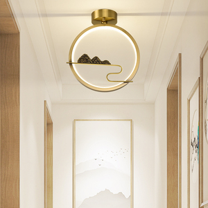 禅意吸顶灯新中式全铜过道灯走廊玄关入户灯飘窗阳台现代创意灯饰