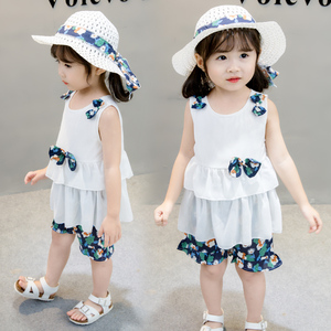 女宝宝夏韩版两件套1衣服2夏季新款3岁婴儿童装4小孩夏天短袖套装