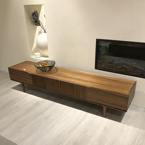 2米现代新中式胡桃木储物长地柜原厂正品