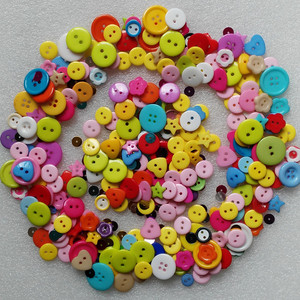 diy贴画幼儿手工制作扣子贴花散装彩色儿童钮扣画混装材料包