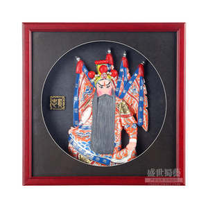 东方工意浮雕京剧脸谱桌面摆件挂件中国特色居家装饰手工绘制黄忠