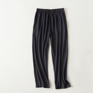 外贸面料针织珠地真丝裤子女士夏季宽松九分直筒裤薄款居家休闲裤