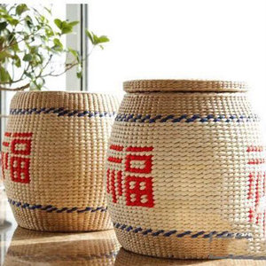 福字草编手工编织田园风小凳子矮凳换鞋凳坐墩儿童坐凳圆墩沙发凳