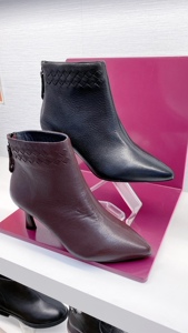 丝柏兰女鞋2021秋冬新款时尚头层皮尖头高跟靴子女短靴细跟瘦女靴