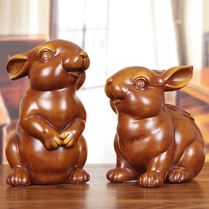 可爱兔子摆件一对十二生肖兔子创意存钱罐家居客厅办公装饰工艺品