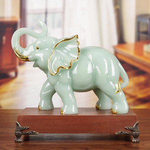 创意大象摆件一对玉石工艺品乔迁礼品办公室桌客厅酒柜家居装饰品