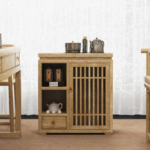 新中式原木小茶柜矮柜茶水柜放水桶边柜客厅办公室家用实木储物柜