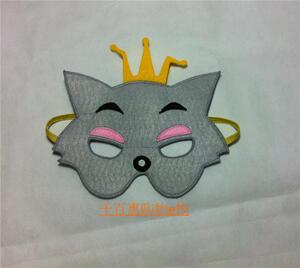 儿童万圣节化装舞会表演出道具不织布面具卡通动物红太狼面罩