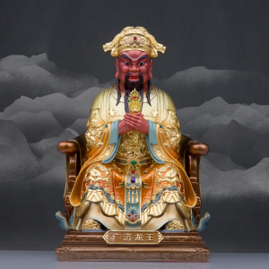 纯铜彩绘广济龙王神像五台山龙五爷龙王爷佛像现代家居工艺品摆件