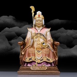 纯铜彩绘黎山老母佛像无声老母铜像骊山老母无极老母现代家居摆件
