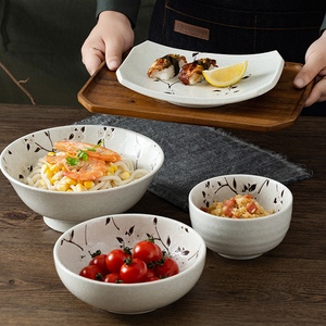 日本千代源白雪穗香陶瓷餐具釉下彩饭碗面碗菜盘沙拉大碗碟钵套装