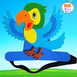 鹦鹉卡通帽子啄木鸟头饰小鸟表演道具幼儿园舞台装扮演出嘎喵头饰