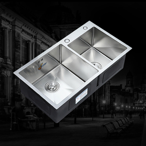 德国进口手工槽洗菜盆双槽双盆304不锈钢水槽厨房洗碗盆加厚一体