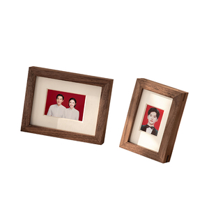 证件照相片收藏框diy三寸4寸6寸洗照片做成相框小摆台黑胡桃木框
